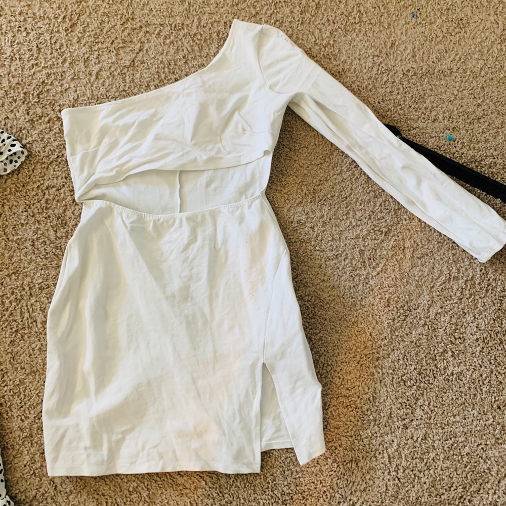NanaMacs One shoulder white dress